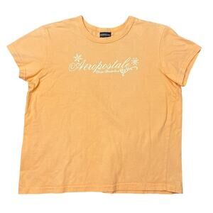 VNTG Aeropostale Winter Wonderland Neon Coral Baby Tee sz M Bratz Snow Bunny